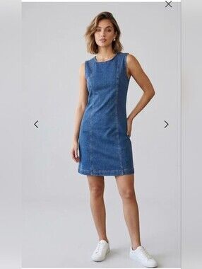 Vigoss | Dresses | Vigoss Sleeveless Light Blue Denim Shift Dress Sz M B29